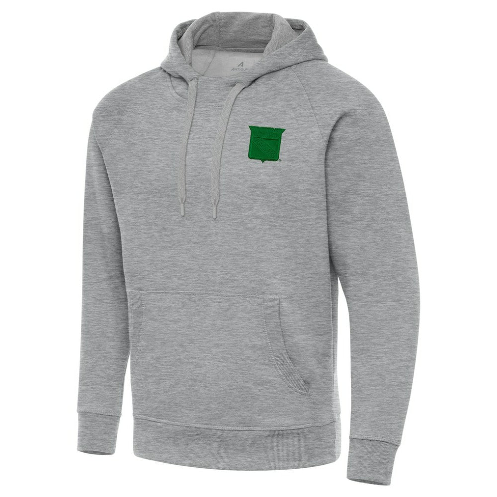 New York Rangers Antigua St. Patrick's Day Victory Pullover Hoodie Heather Gray