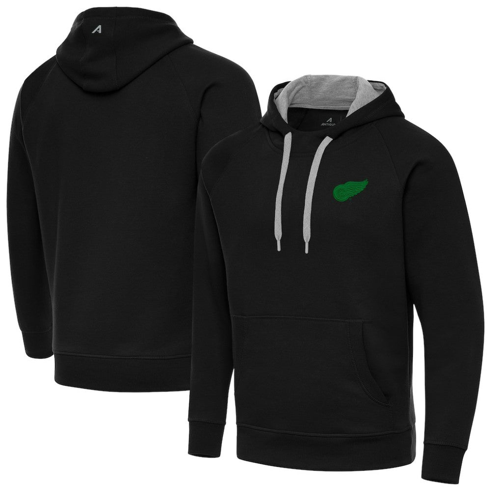 Detroit Red Wings Antigua St. Patrick's Day Victory Pullover Hoodie Black