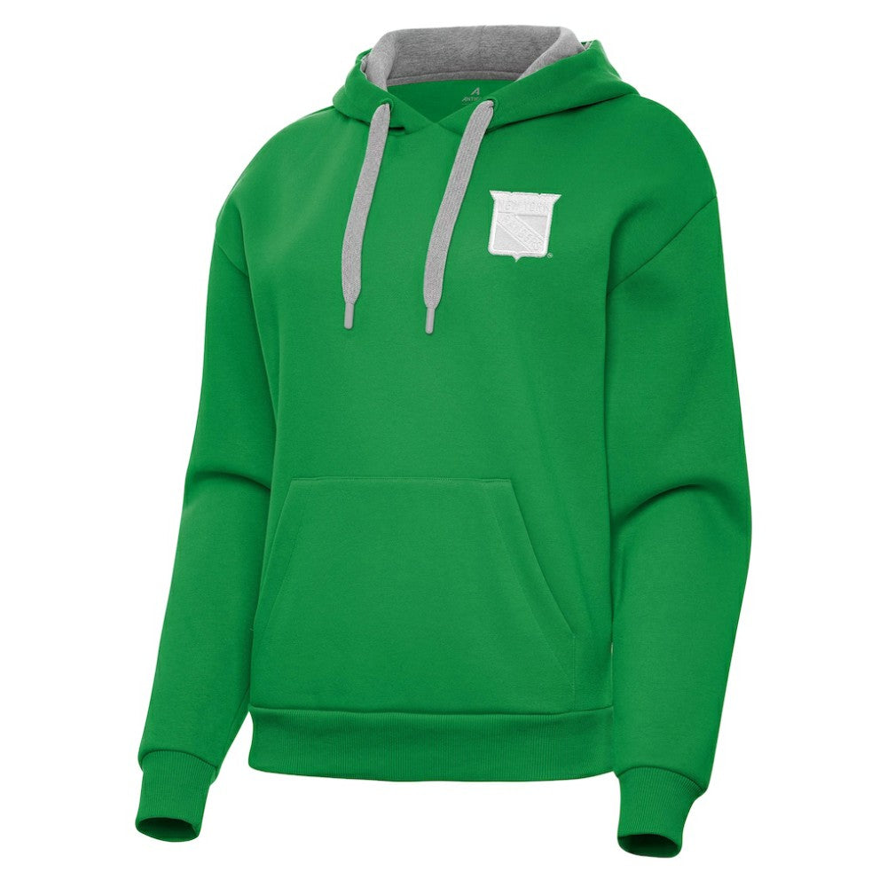New York Rangers Antigua Women's St. Patrick's Day Victory Pullover Hoodie Kelly Green