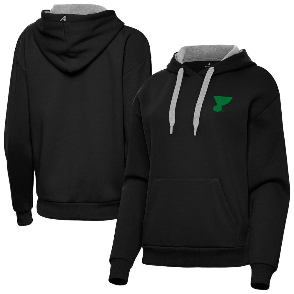 St. Louis Blues Antigua Women's St. Patrick's Day Victory Pullover Hoodie Black
