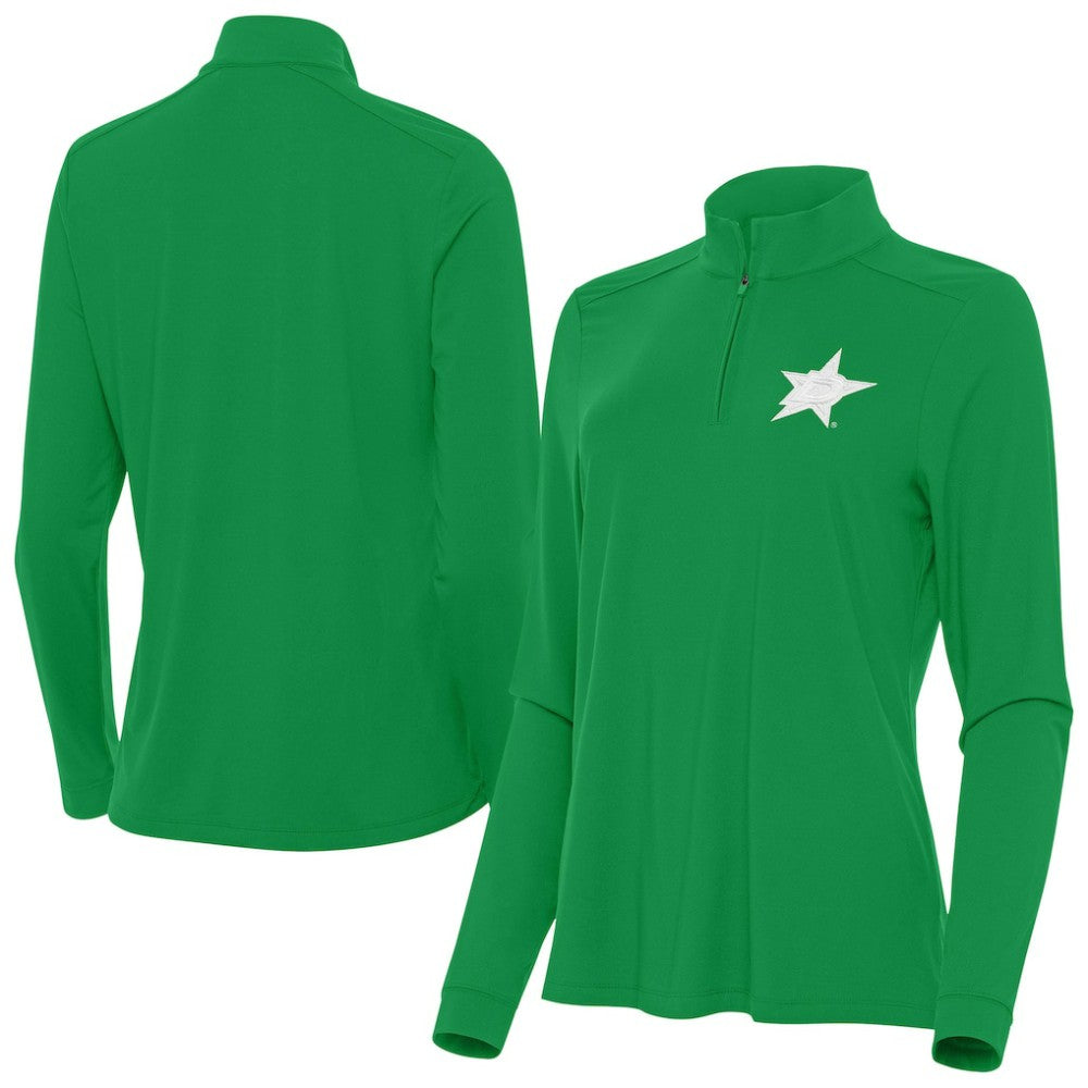 Dallas Stars Antigua Women's St. Patrick's Day Intent Quarter-Zip Performance Pullover Kelly Green