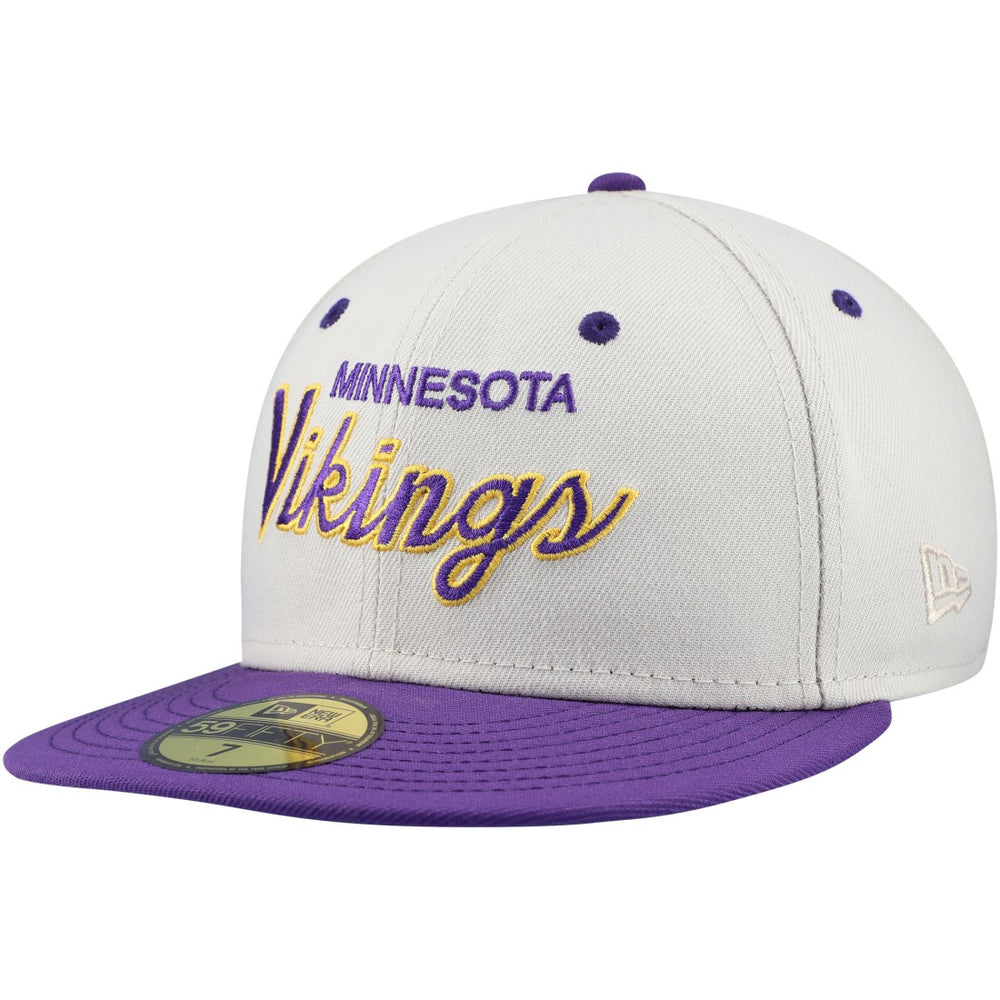Minnesota Vikings New Era Historic Script 59FIFTY Fitted Hat - Cream/Purple cheap