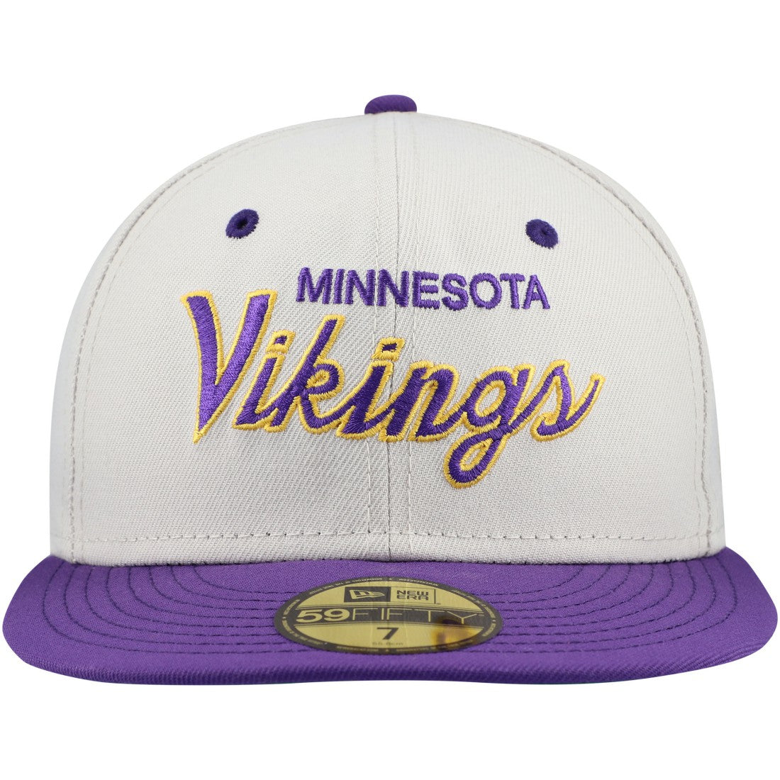 Minnesota Vikings New Era Historic Script 59FIFTY Fitted Hat - Cream/Purple cheap