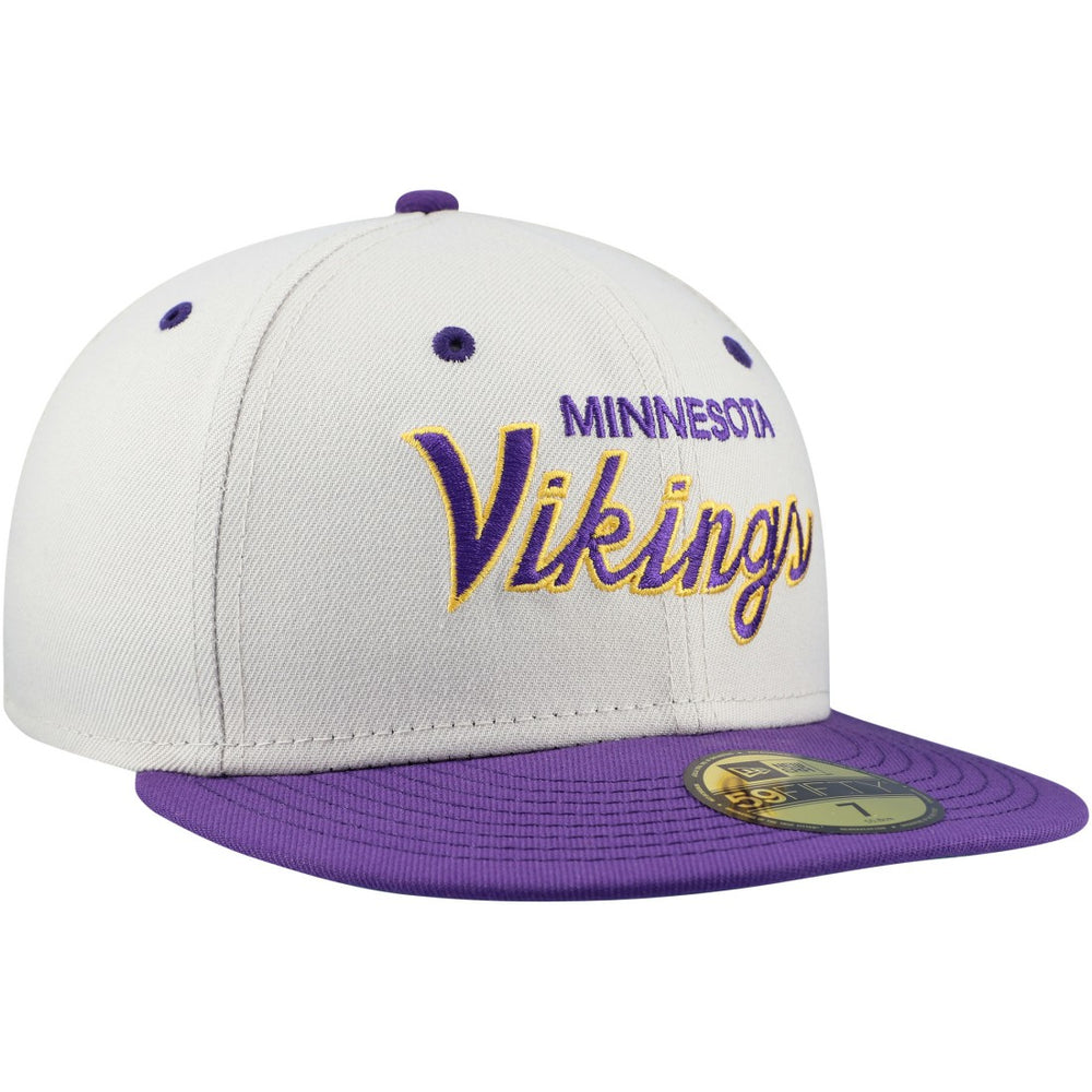 Minnesota Vikings New Era Historic Script 59FIFTY Fitted Hat - Cream/Purple cheap