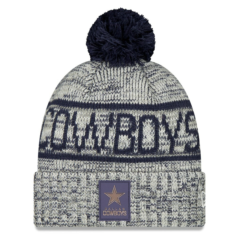 Dallas Cowboys New Era 2025 Sideline Cold Weather Cuffed Knit Hat with Pom - Gray cheap