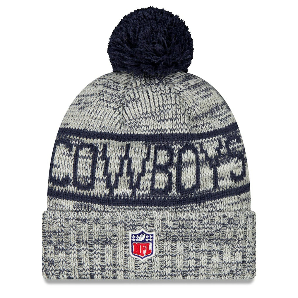Dallas Cowboys New Era 2025 Sideline Cold Weather Cuffed Knit Hat with Pom - Gray cheap