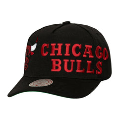 Chicago Bulls Busted Logo Wordmark Wrap-Around Pro Pinch Adjustable Hat - Black | Mitchell & Ness outlet