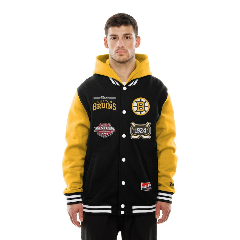 Boston Bruins New Era Full-Snap Fleece Hoodie Jacket Black/Gold