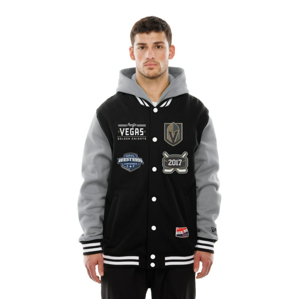 Vegas Golden Knights New Era Full-Snap Fleece Hoodie Jacket Black/Grey
