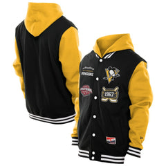 Pittsburgh Penguins New Era Full-Snap Fleece Hoodie Jacket Black/Gold