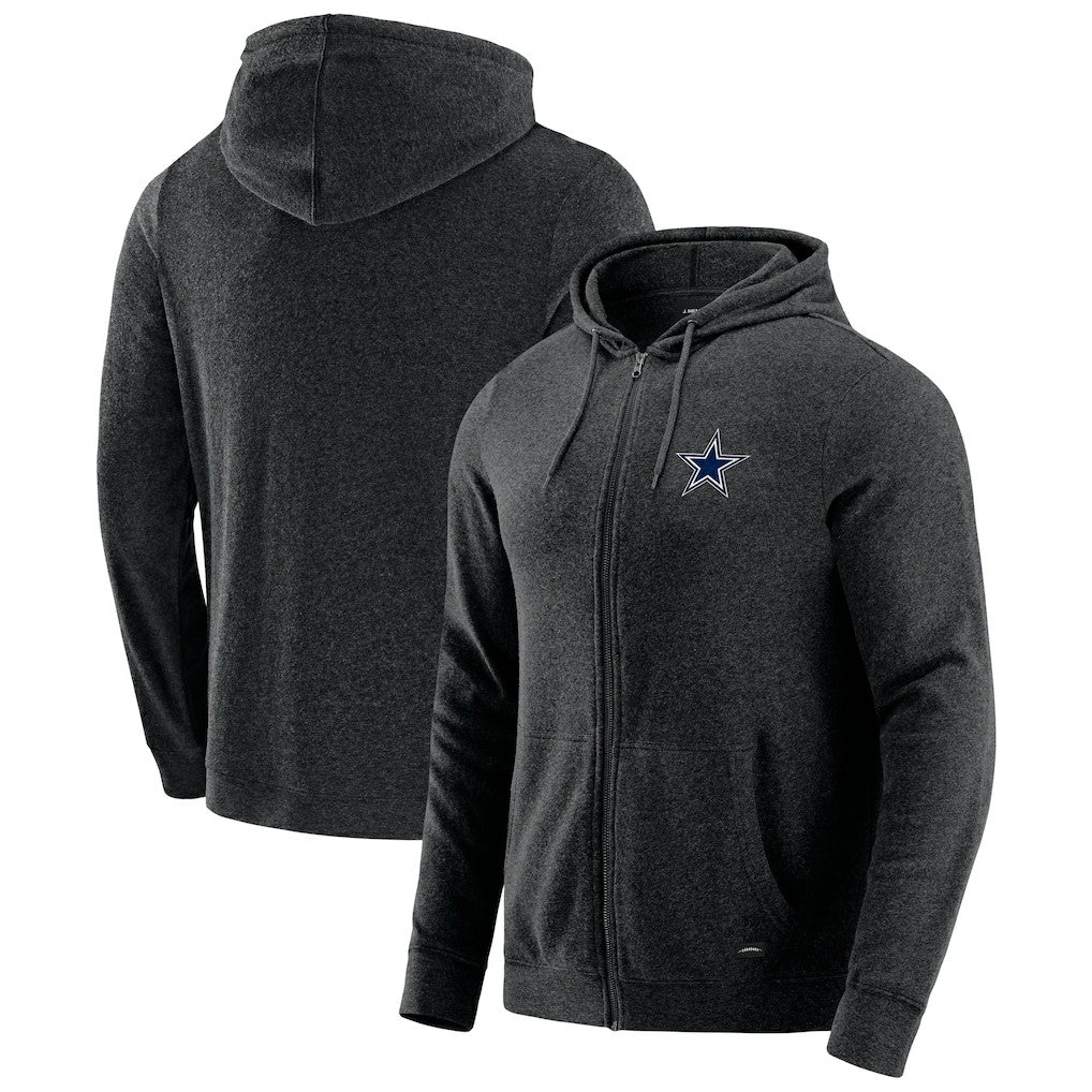 Dallas Cowboys J. Palmer Players Lounge Tri-Blend Full-Zip Hoodie - Dark Heather Gray for sale