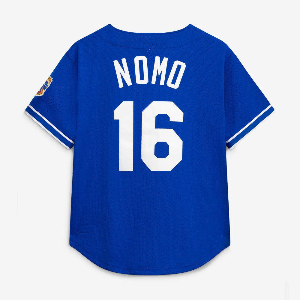 Hideo Nomo Los Angeles Dodgers Cooperstown Collection Mesh Batting Practice Button-Up Jersey - Royal | Mitchell & Ness
