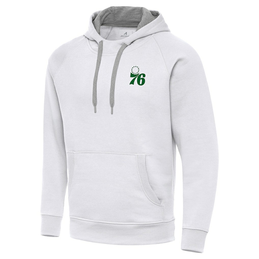 Philadelphia 76ers Antigua St. Patrick's Day Victory Raglan Pullover Hoodie - White outlet
