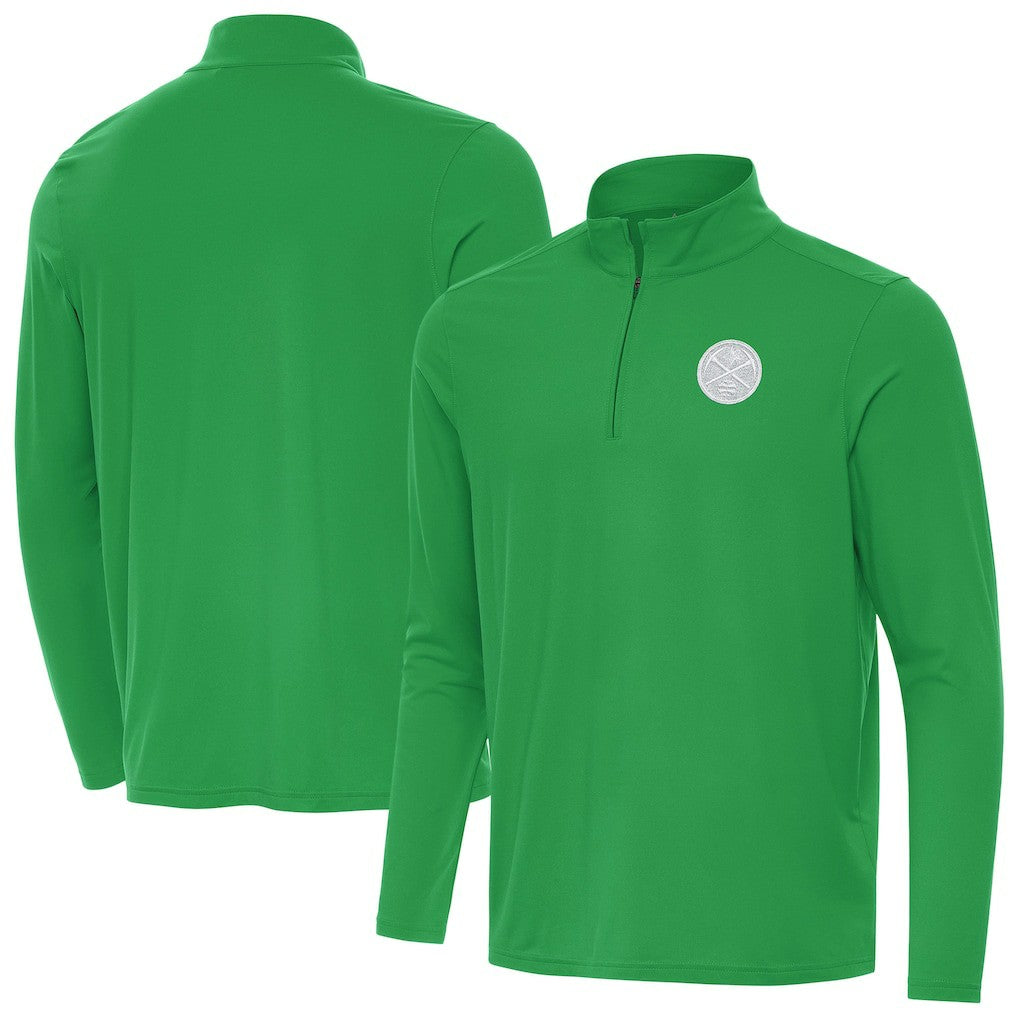 Denver Nuggets Antigua St. Patrick's Day Intent Quarter-Zip Jacket sale - Kelly Green shop