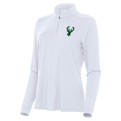 Milwaukee Bucks Antigua Women's St. Patrick's Day Intent Quarter-Zip Top - White sale