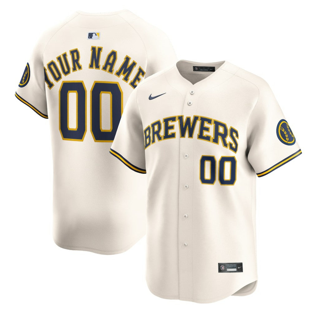 Milwaukee Brewers Home Limited Custom Jersey - Cream | Nike