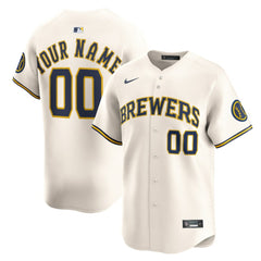 Milwaukee Brewers Home Limited Custom Jersey - Cream | Nike