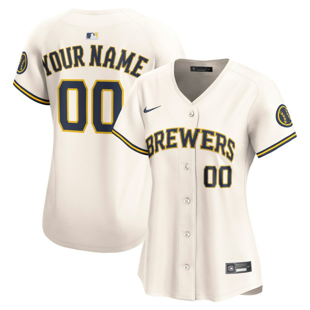 Milwaukee Brewers Women's Home Limited Custom Jersey - Cream | Nike