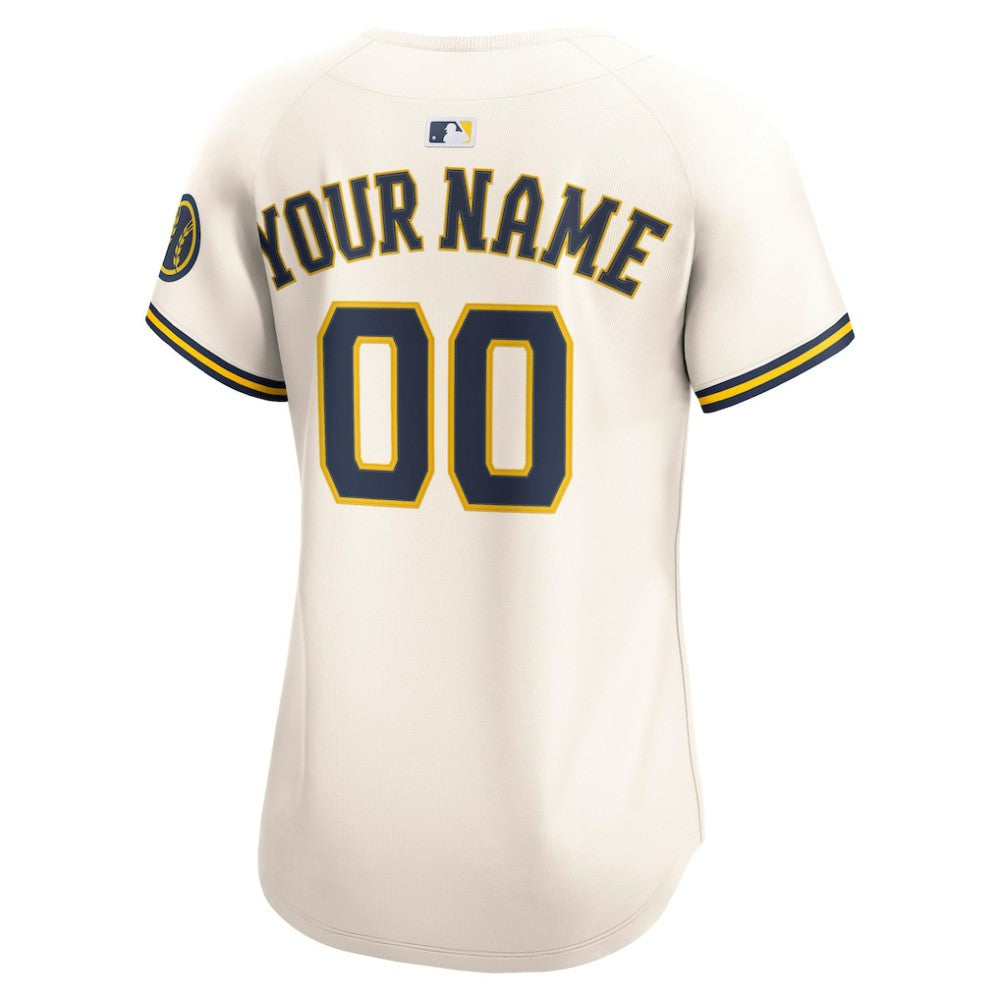 Milwaukee Brewers Women's Home Limited Custom Jersey - Cream | Nike