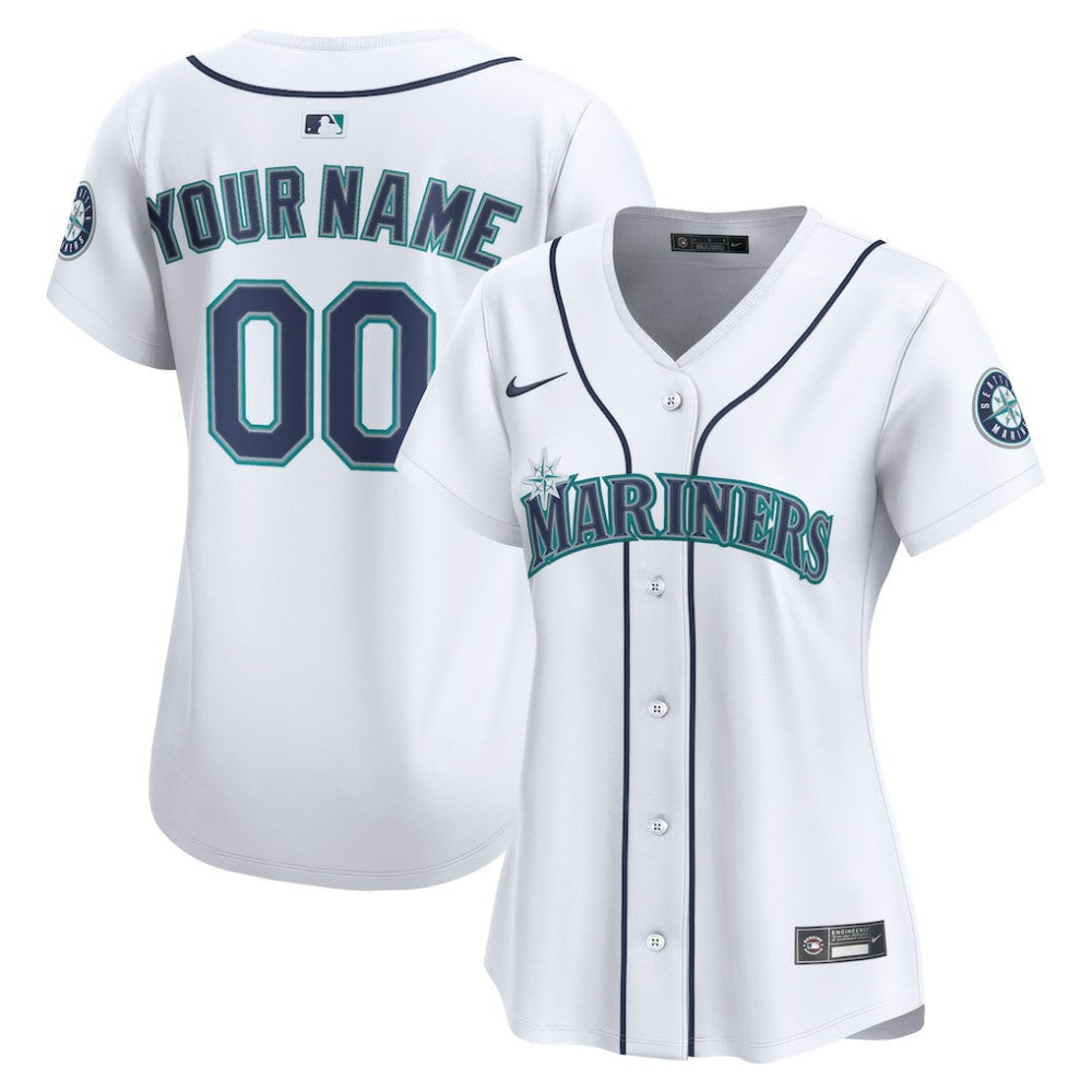 Seattle Mariners Women's Home Limited Custom Jersey - White | Nike
