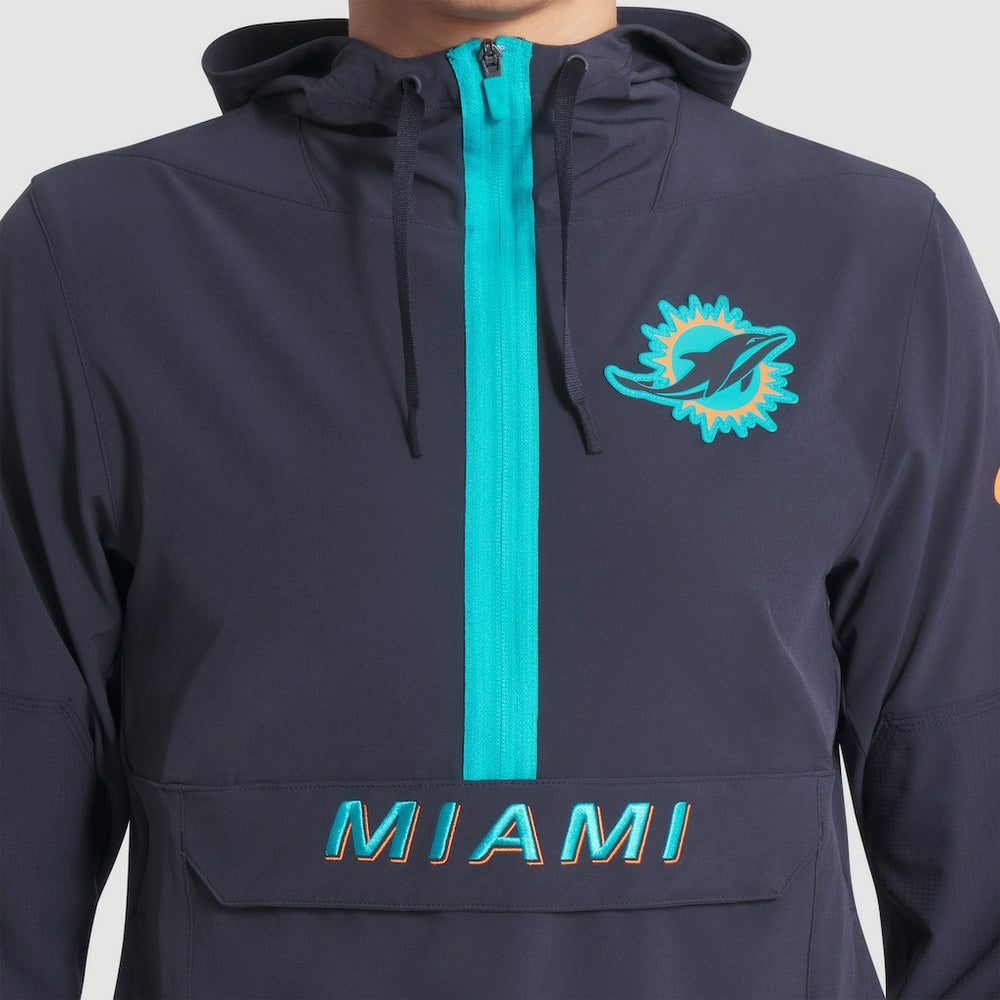 Miami Dolphins 2025 Rivalries Collection Sideline Anorak Half-Zip Hoodie Jacket - Pitch Blue | Nike outlet