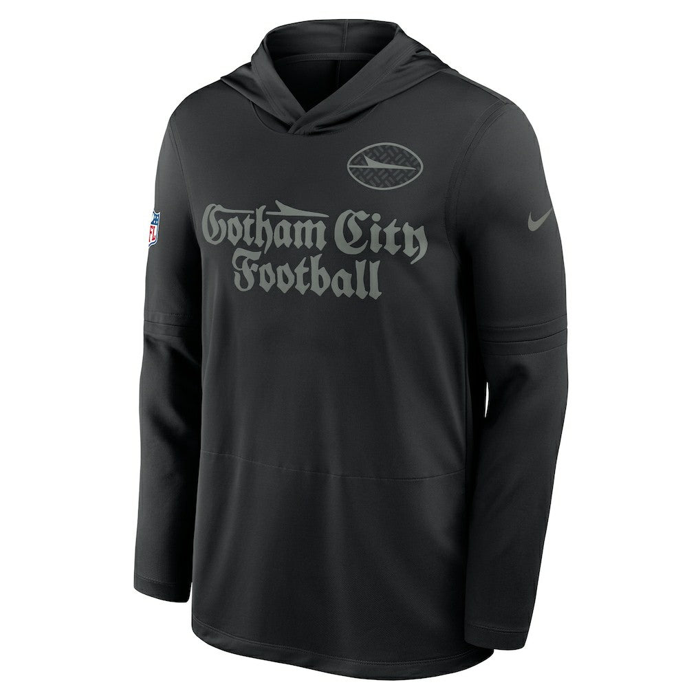 New York Jets 2025 Rivalries Collection Sideline Dri-FIT Long Sleeve Hoodie T-Shirt - Black | Nike on sale