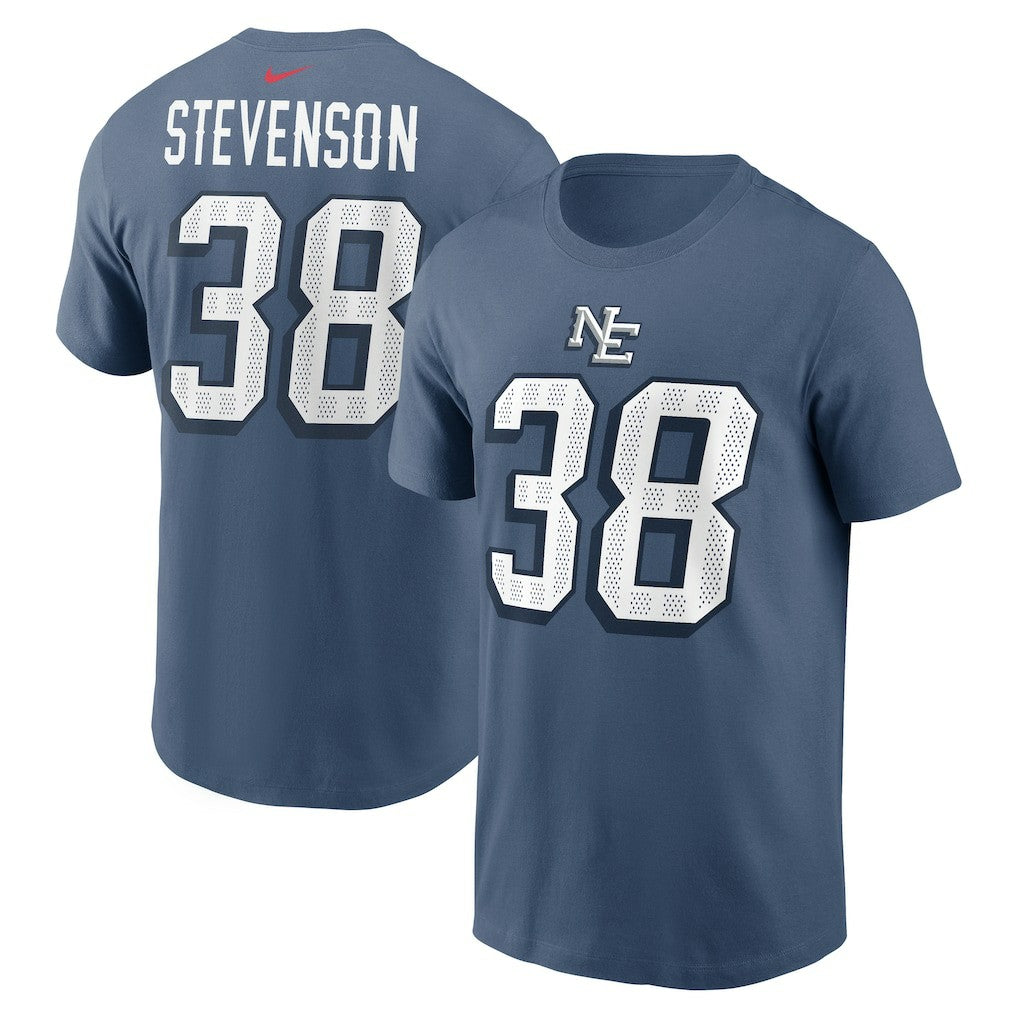 Rhamondre Stevenson New England Patriots 2025 Rivalries Collection Player Name & Number T-Shirt - Storm Blue | Nike outlet