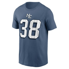 Rhamondre Stevenson New England Patriots 2025 Rivalries Collection Player Name & Number T-Shirt - Storm Blue | Nike outlet