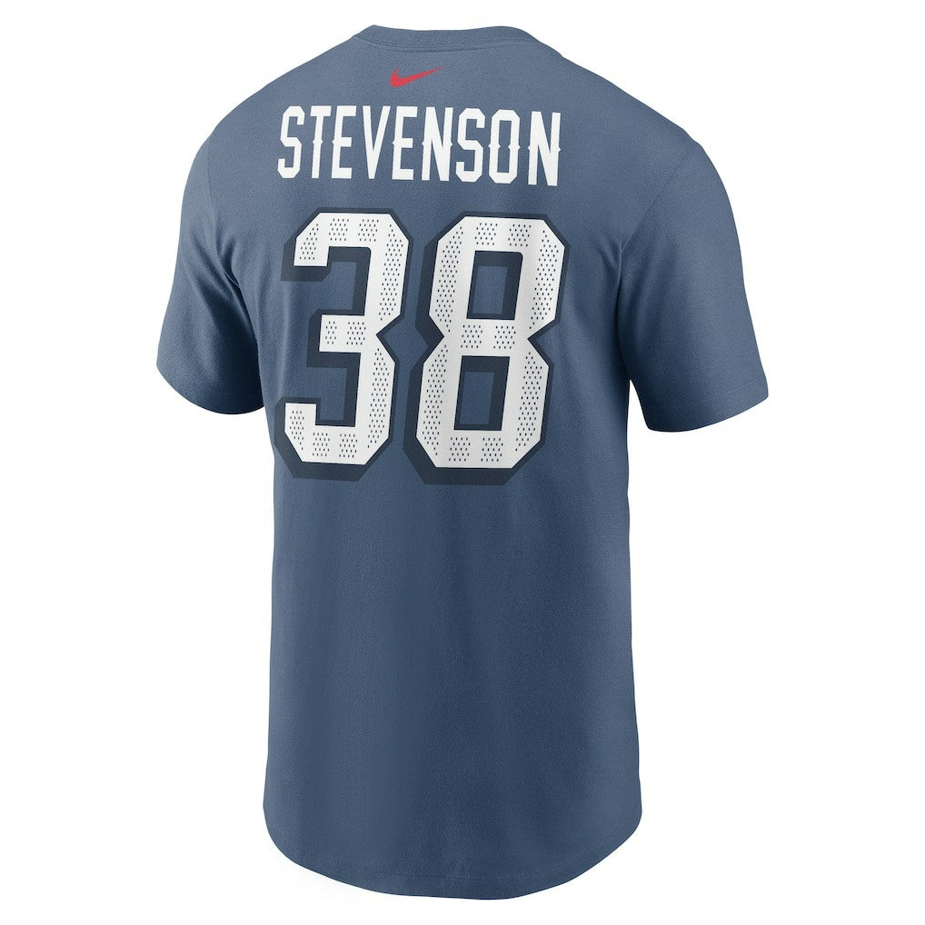 Rhamondre Stevenson New England Patriots 2025 Rivalries Collection Player Name & Number T-Shirt - Storm Blue | Nike outlet