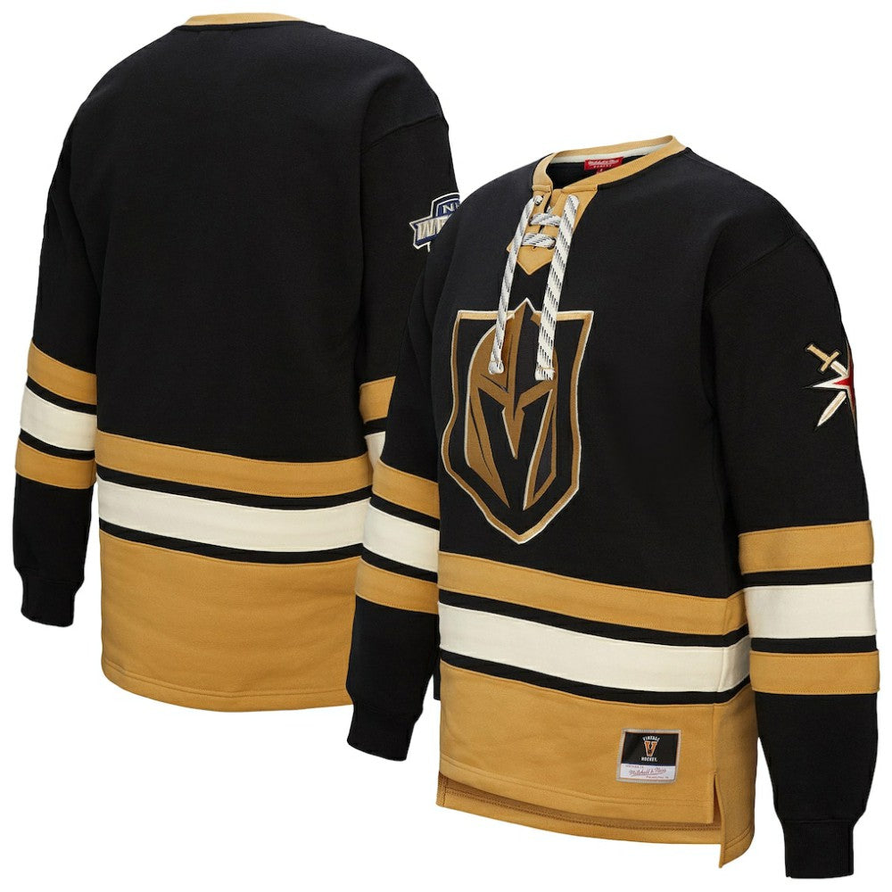 Vegas Golden Knights Mitchell & Ness Women's Heritage Lace-Up Pullover Sweatshirt Black