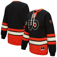 Philadelphia Flyers Mitchell & Ness Women's Heritage Lace-Up Pullover Sweatshirt Black