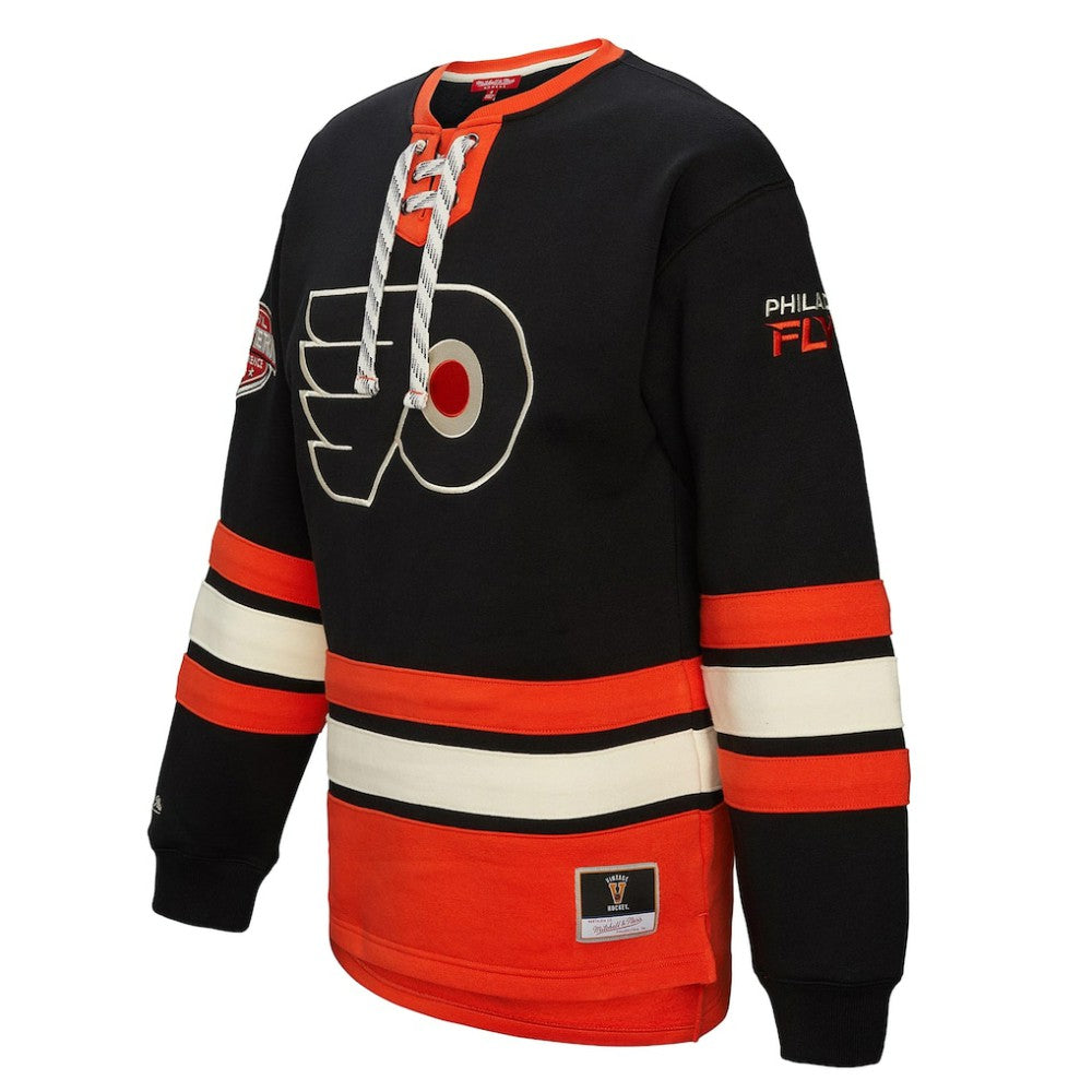 Philadelphia Flyers Mitchell & Ness Women's Heritage Lace-Up Pullover Sweatshirt Black