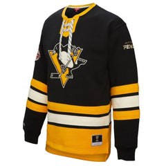 Pittsburgh Penguins Mitchell & Ness Women's Heritage Lace-Up Pullover Sweatshirt Black