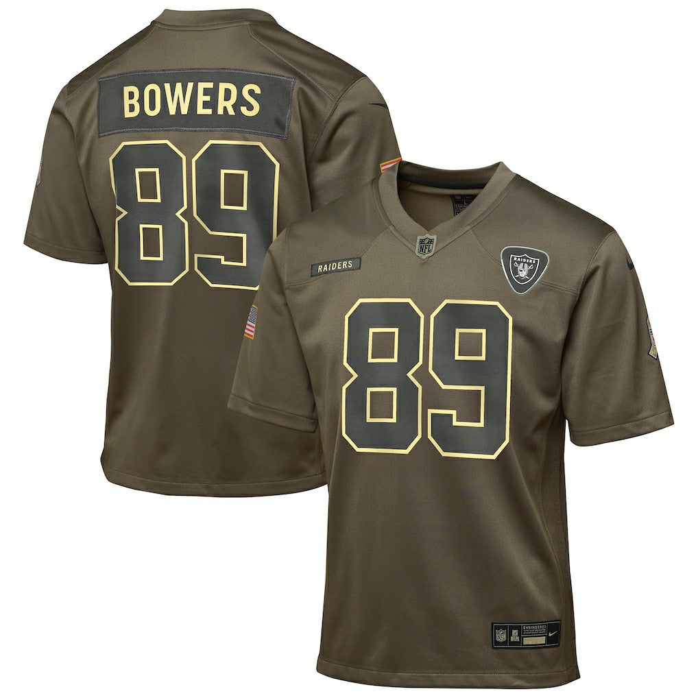 Brock Bowers Las Vegas Raiders Youth 2025 Salute to Service Game Jersey - Olive | Nike discount