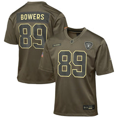 Brock Bowers Las Vegas Raiders Youth 2025 Salute to Service Game Jersey - Olive | Nike discount