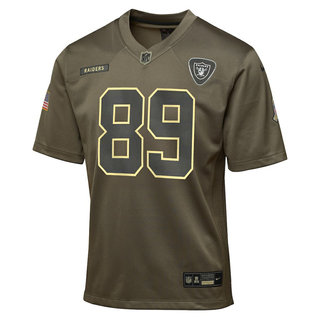Brock Bowers Las Vegas Raiders Youth 2025 Salute to Service Game Jersey - Olive | Nike discount