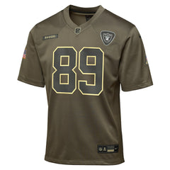 Brock Bowers Las Vegas Raiders Youth 2025 Salute to Service Game Jersey - Olive | Nike discount