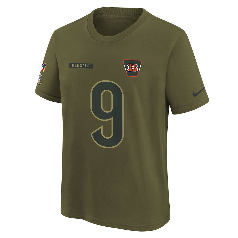 Joe Burrow Cincinnati Bengals Youth 2025 Salute to Service Name & Number T-Shirt - Olive | Nike online