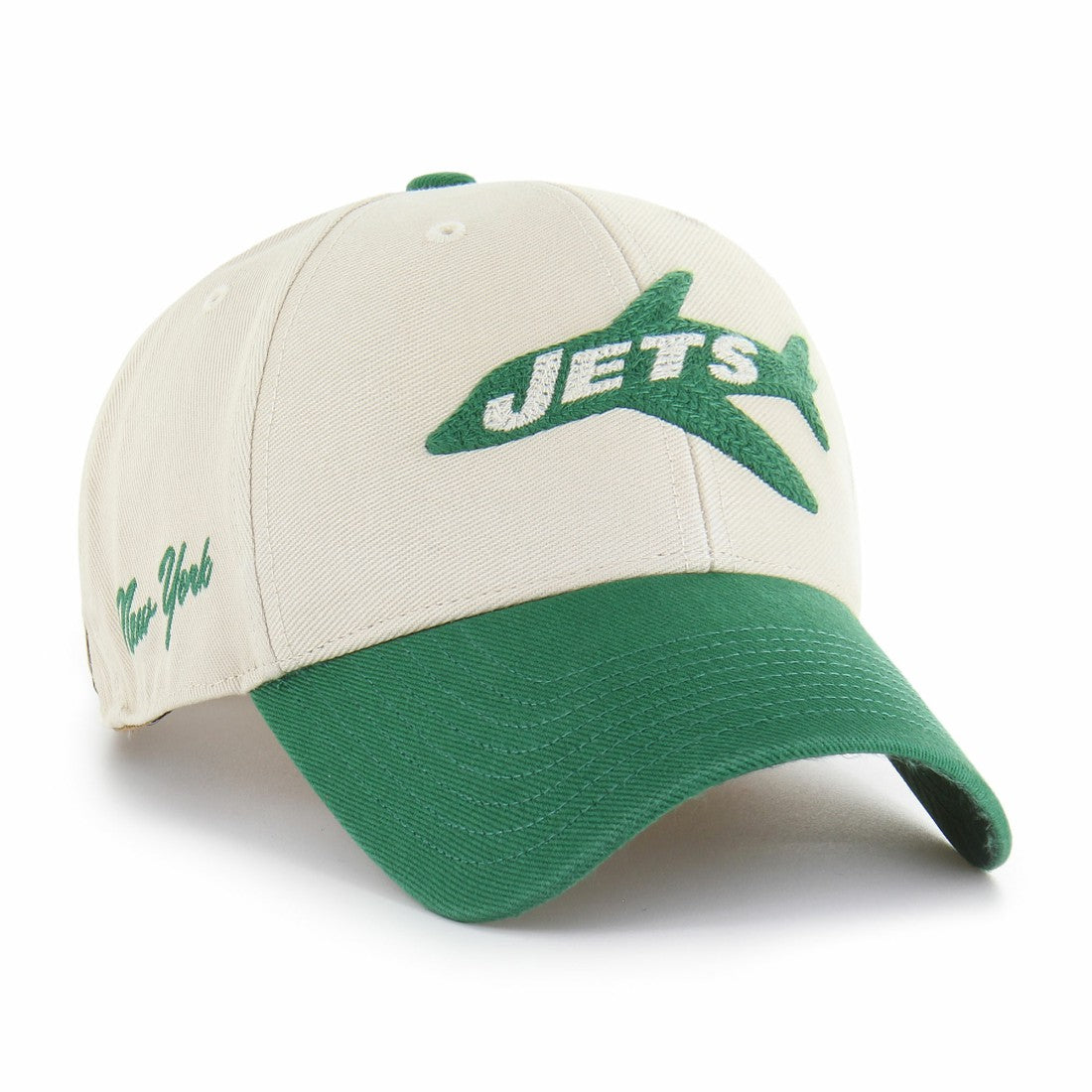 New York Jets '47 Fairfield MVP Throwback Adjustable Hat - Cream/Kelly Green online
