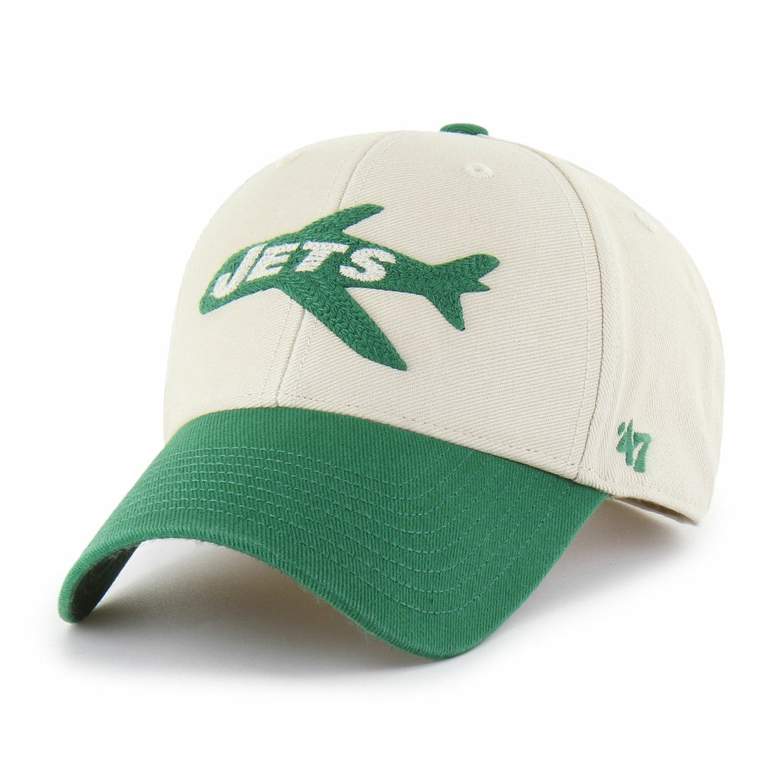 New York Jets '47 Fairfield MVP Throwback Adjustable Hat - Cream/Kelly Green online
