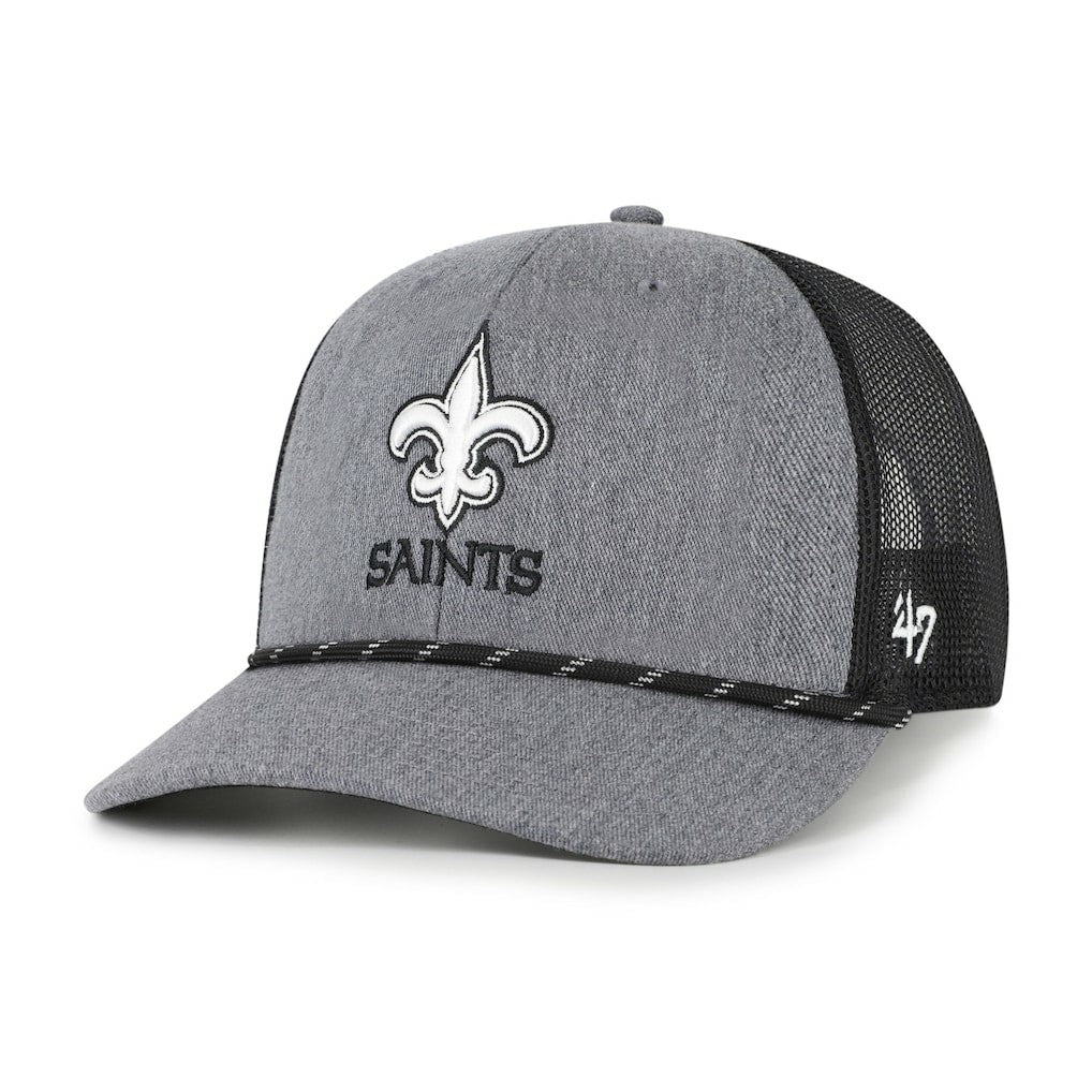 New Orleans Saints '47 Carbon Rope Trucker Adjustable Hat - Heather Charcoal cheap