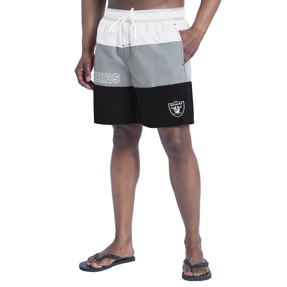 Las Vegas Raiders G-III Sports by Carl Banks Sunrise Volley Swim Shorts - Black/Silver cheap
