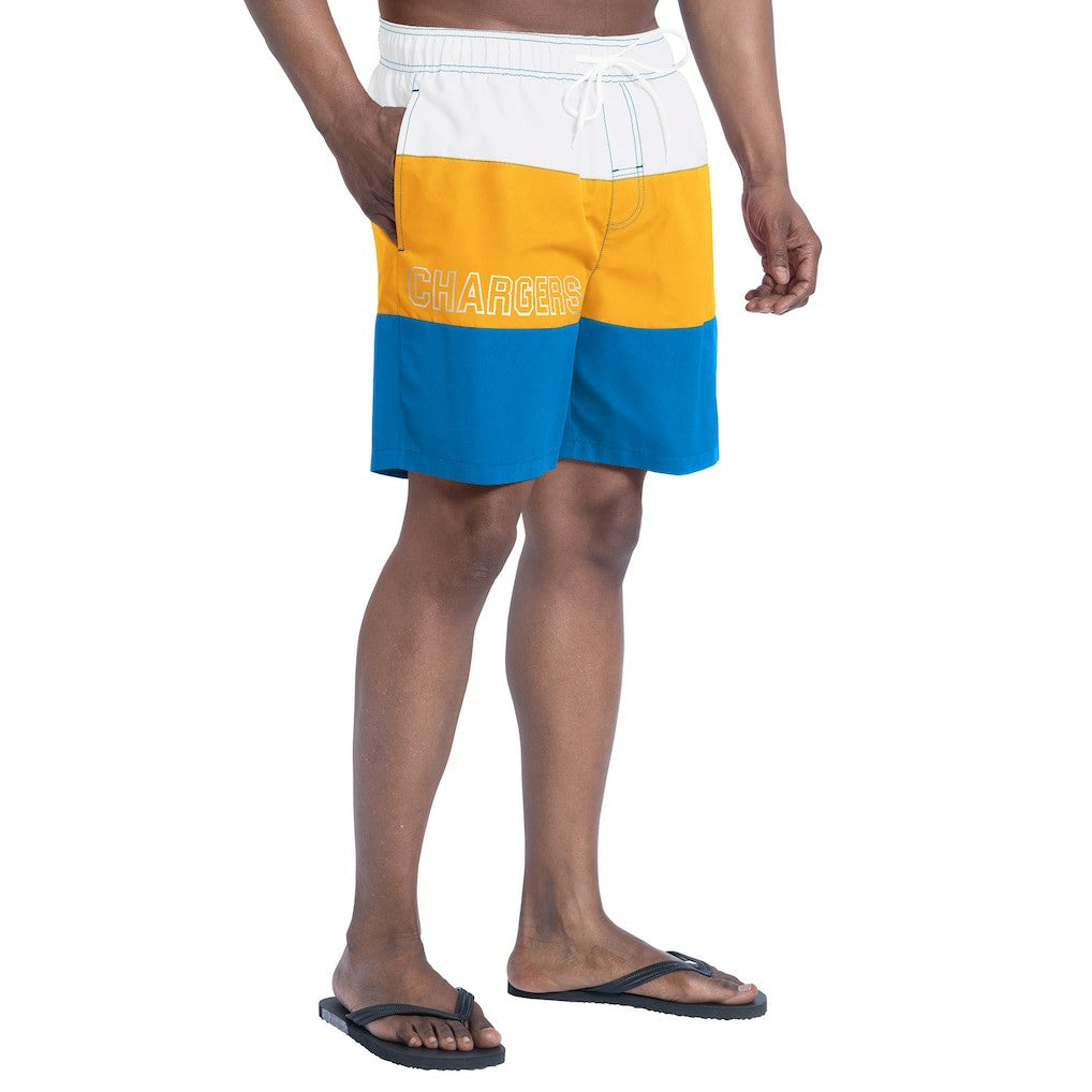 Los Angeles Chargers G-III Sports by Carl Banks Sunrise Volley Swim Shorts - Powder Blue/Gold cheap