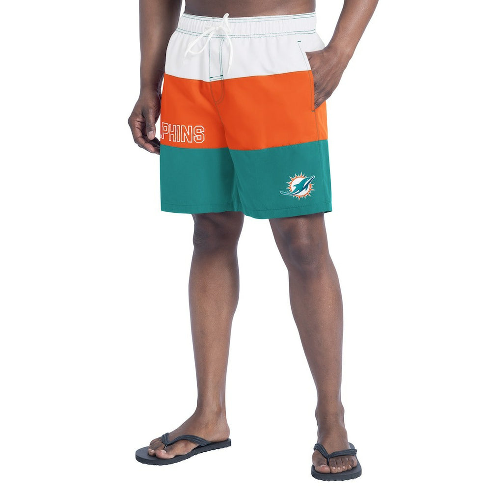 Miami Dolphins G-III Sports by Carl Banks Sunrise Volley Swim Shorts - Aqua/Orange sale