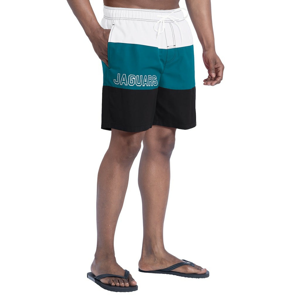 Jacksonville Jaguars G-III Sports by Carl Banks Sunrise Volley Swim Shorts - Black/Teal for sale