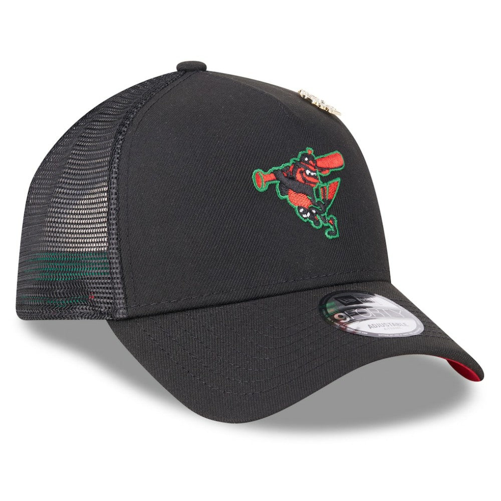 Baltimore Orioles 2025 Big League Chew A-Frame 9FORTY Adjustable Trucker Hat - Black | New Era