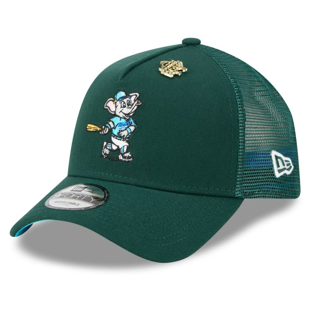 Athletics 2025 Big League Chew A-Frame 9FORTY Adjustable Trucker Hat - Green | New Era