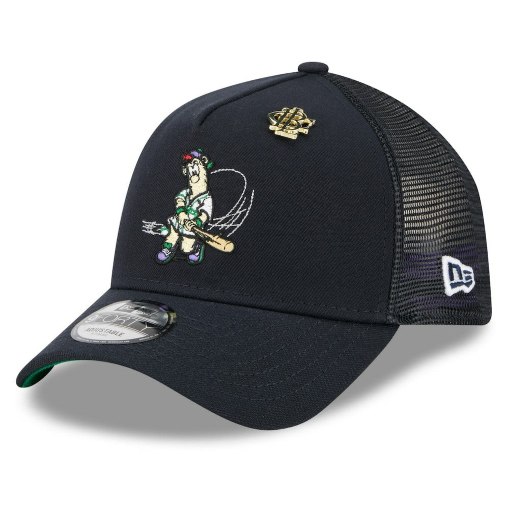 Atlanta Braves 2025 Big League Chew A-Frame 9FORTY Adjustable Trucker Hat - Navy | New Era