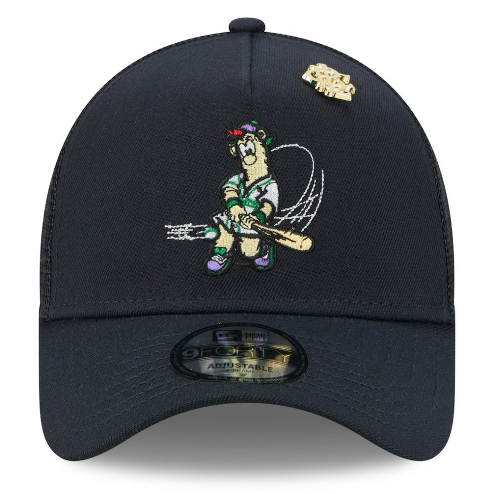 Atlanta Braves 2025 Big League Chew A-Frame 9FORTY Adjustable Trucker Hat - Navy | New Era