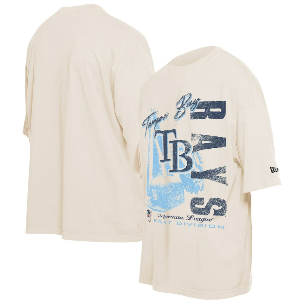 Tampa Bay Rays Cooperstown Collection Oversized Throwback Distressed T-Shirt - Cream | New Era